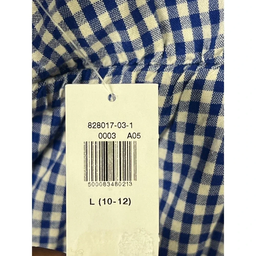 Old Navy Top‎ Youth Girls Gingham Spaghetti Straps Blue White Summer Picnic LG